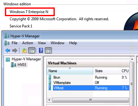 hyper v windows 7 enable